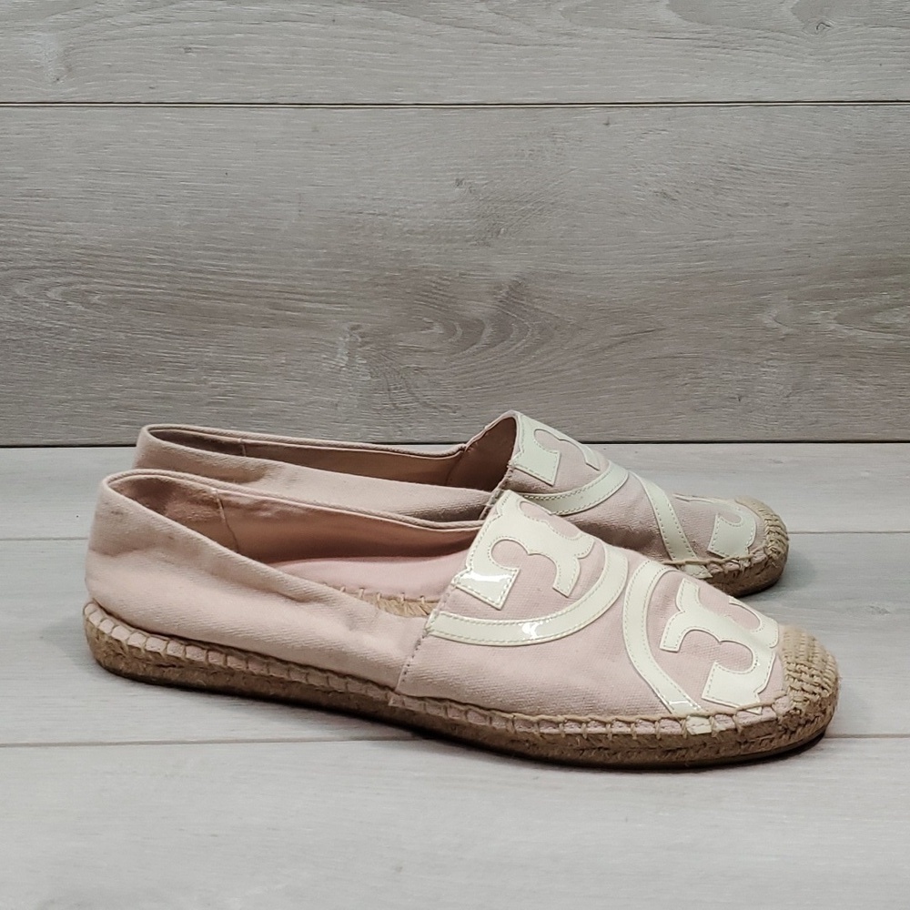 Tory Burch Womens Espadrille Big Logo Loafer Flats shoes slip on  sz 11M - Picture 3 of 15